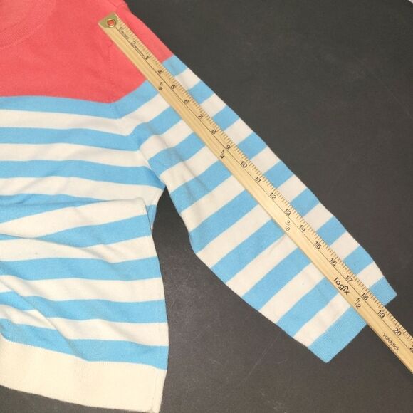 Talbots Coral Blue Striped Button-Back Sweater XL - Picture 7 of 8